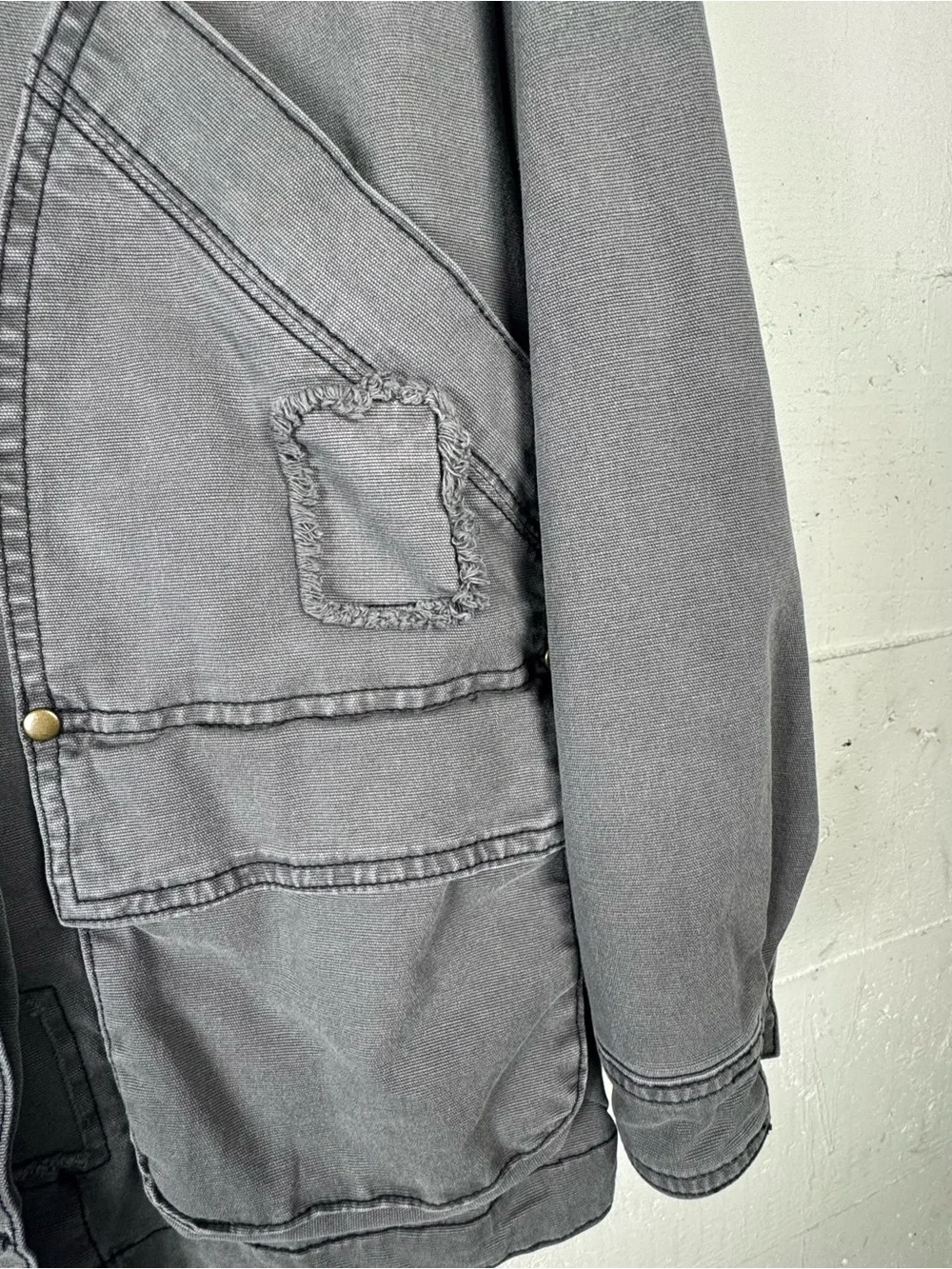 Anthropologie Chore Utility Jacket Military Trucker‎ Button Collared Gray Small